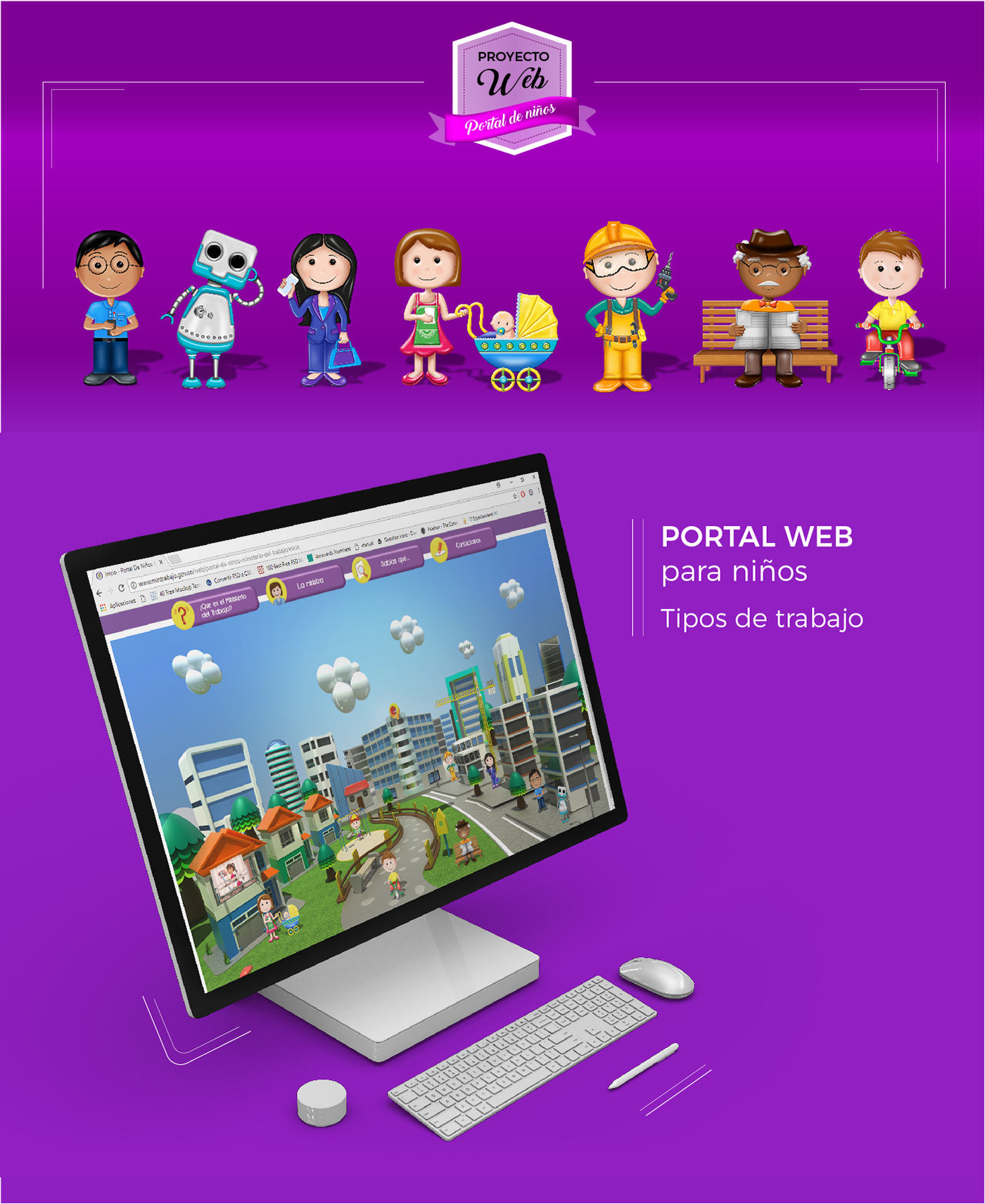 portal web ilustración digital interactive web portal ilustración infantil Web digital niños trabajo design a portal