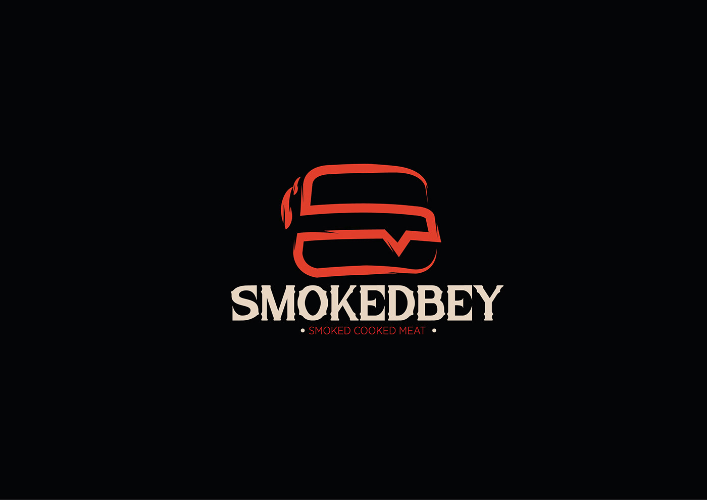 burger brisket Smoked vintgae REDLOGO abstract logo design brand identity Logo Design Bey