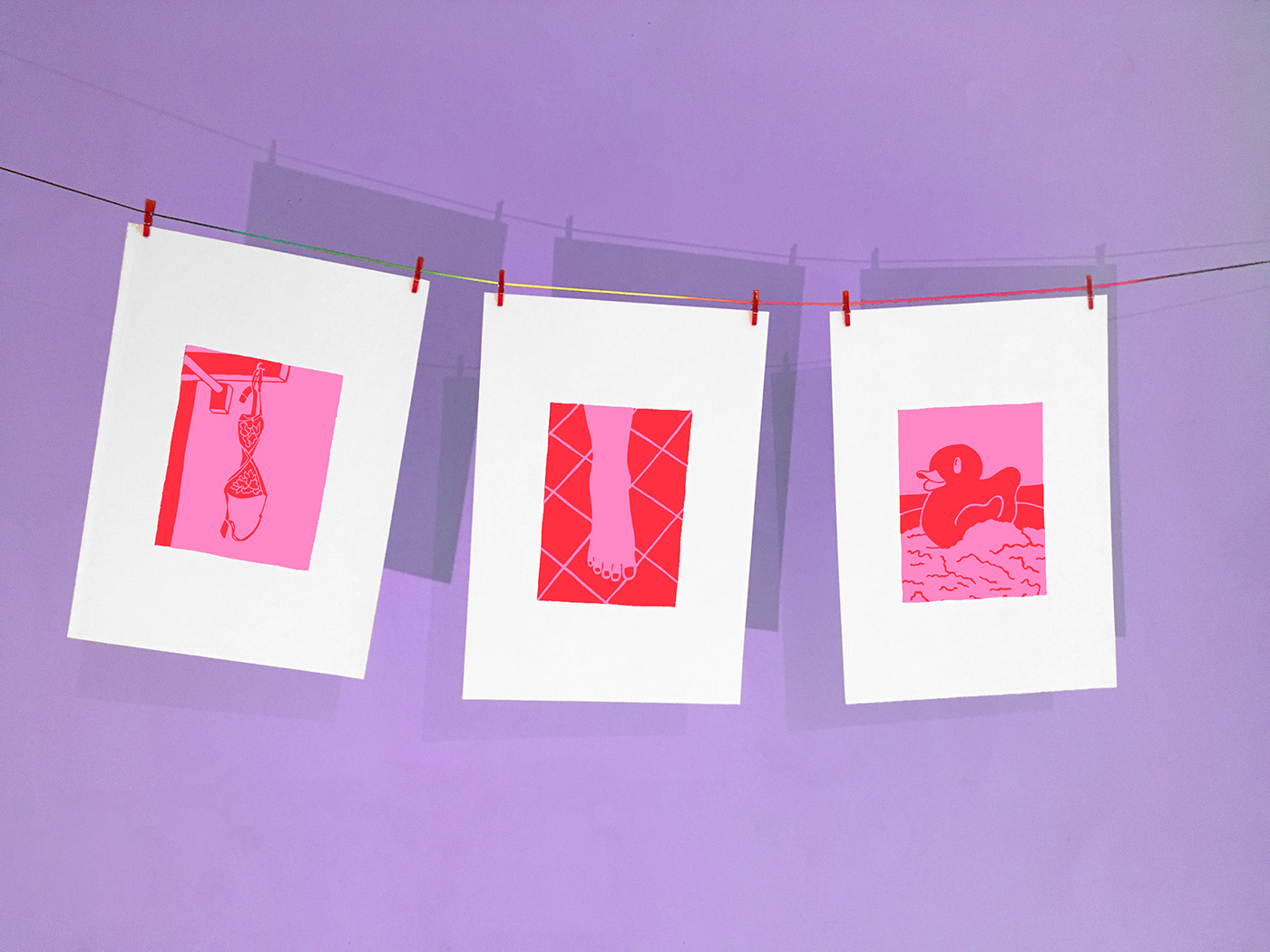 art Exhibition  graphic design  ILLUSTRATION  pink red Posca bra foot duck