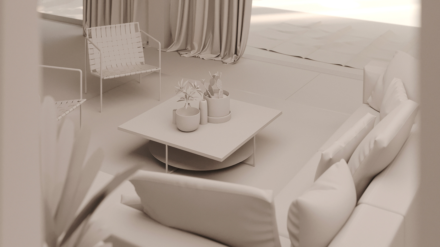 living room archviz arch Vizualization model 3D CG Interior design warm