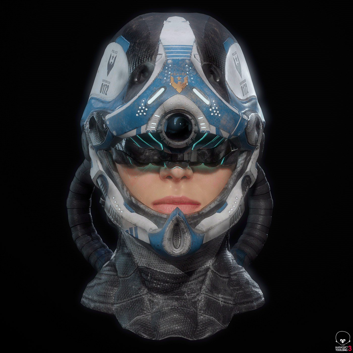 game Character 3D design Scifi Cyberpunk Helmet Gaming 3dmodel substancepainter