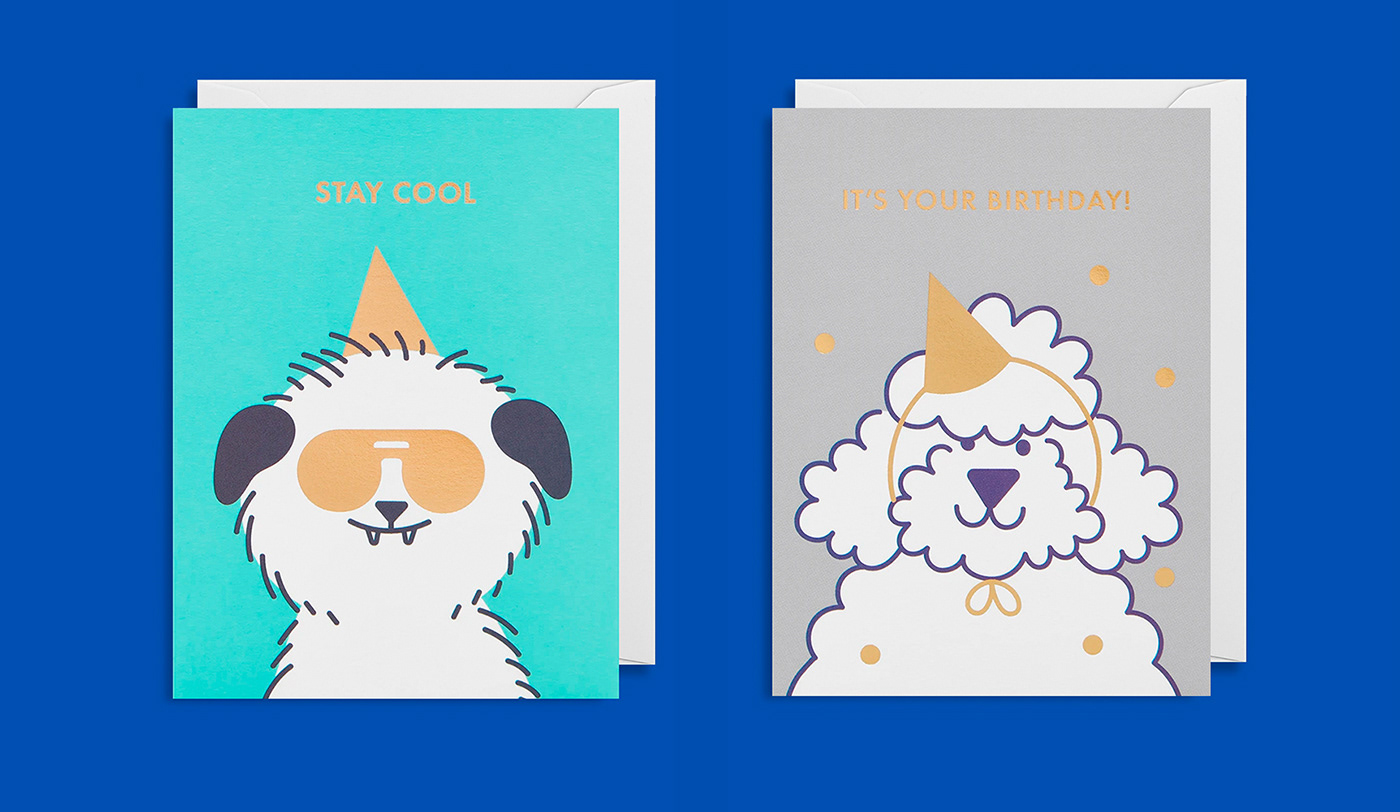 Birthday card dogs print Stationery