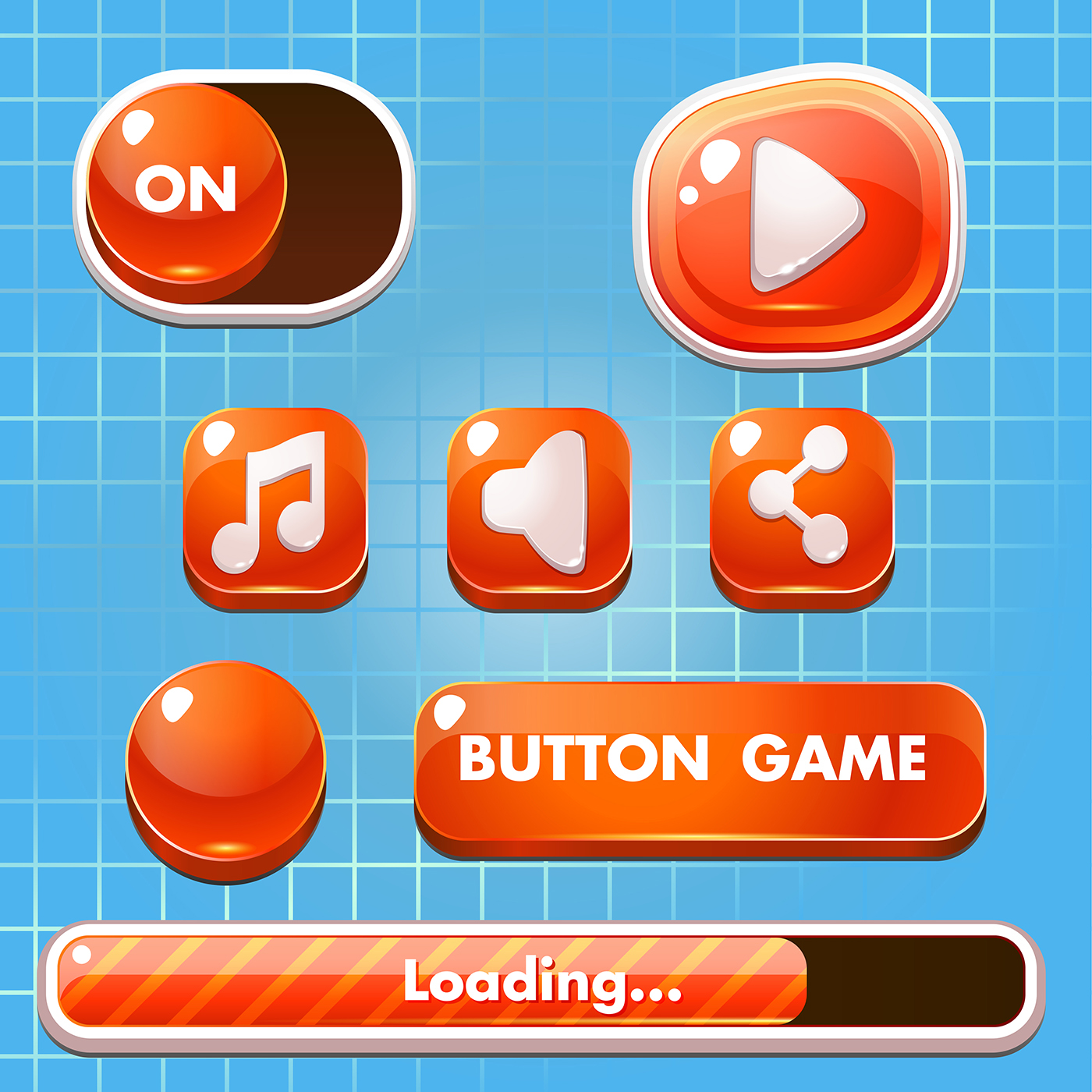 UI ux button game cartoon play system button music icon Icon share