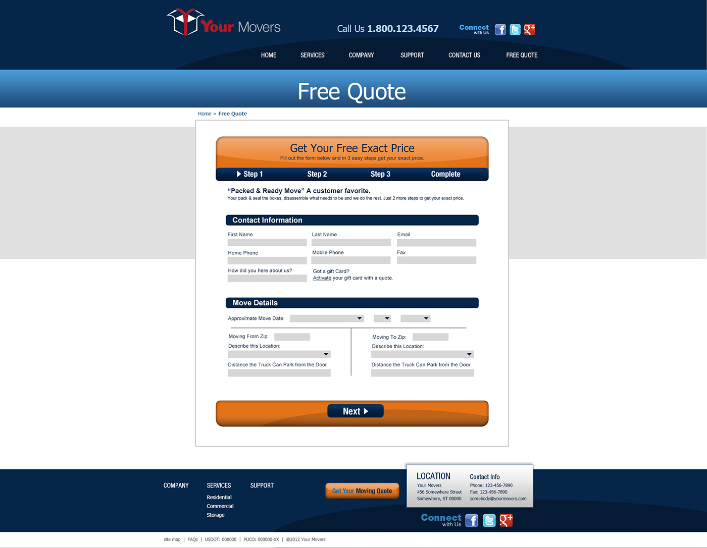 modern website template quote form moving company