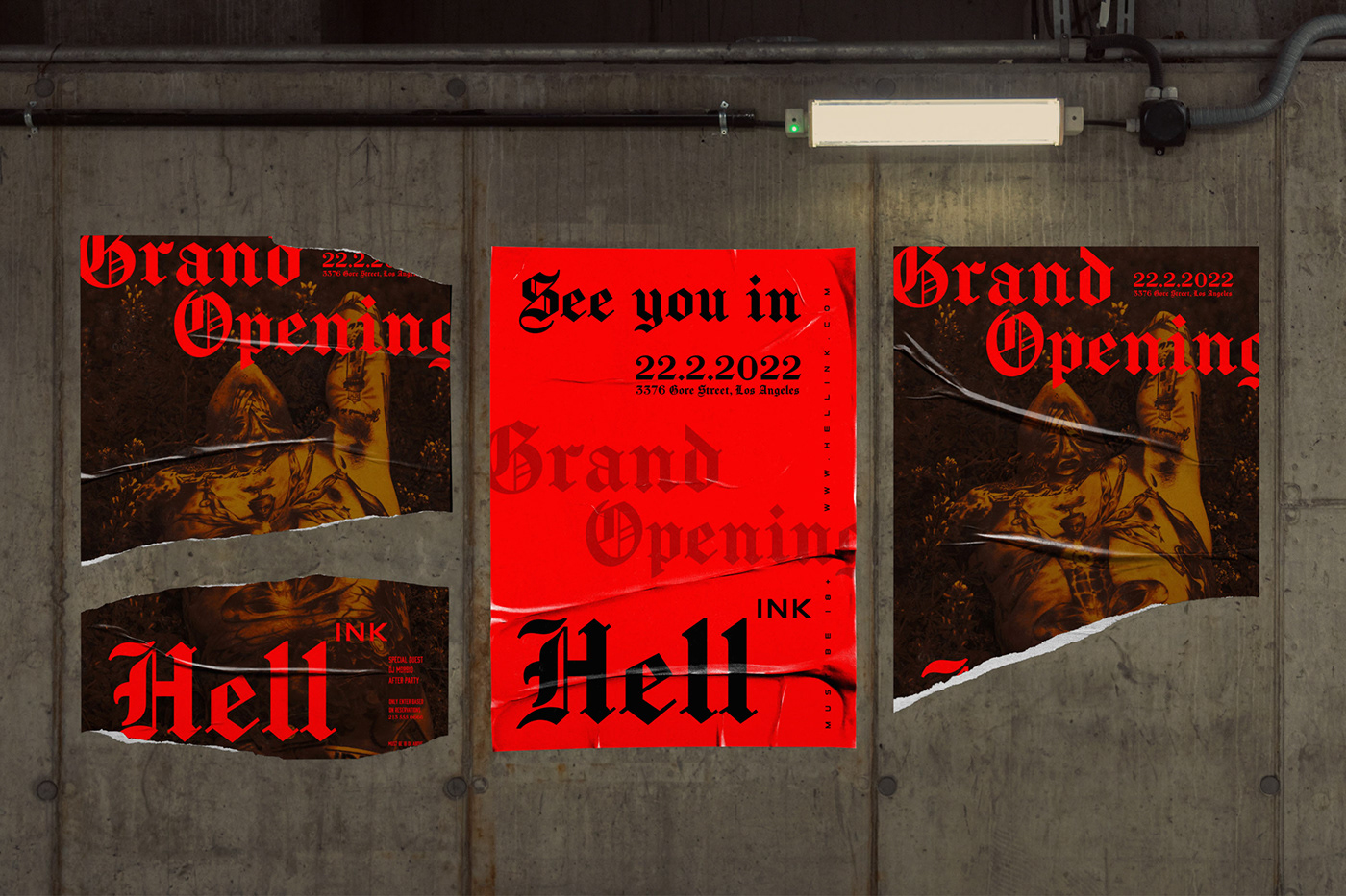 brand identity dark hell ink Logo Design merchandise studio tattoo occult horror