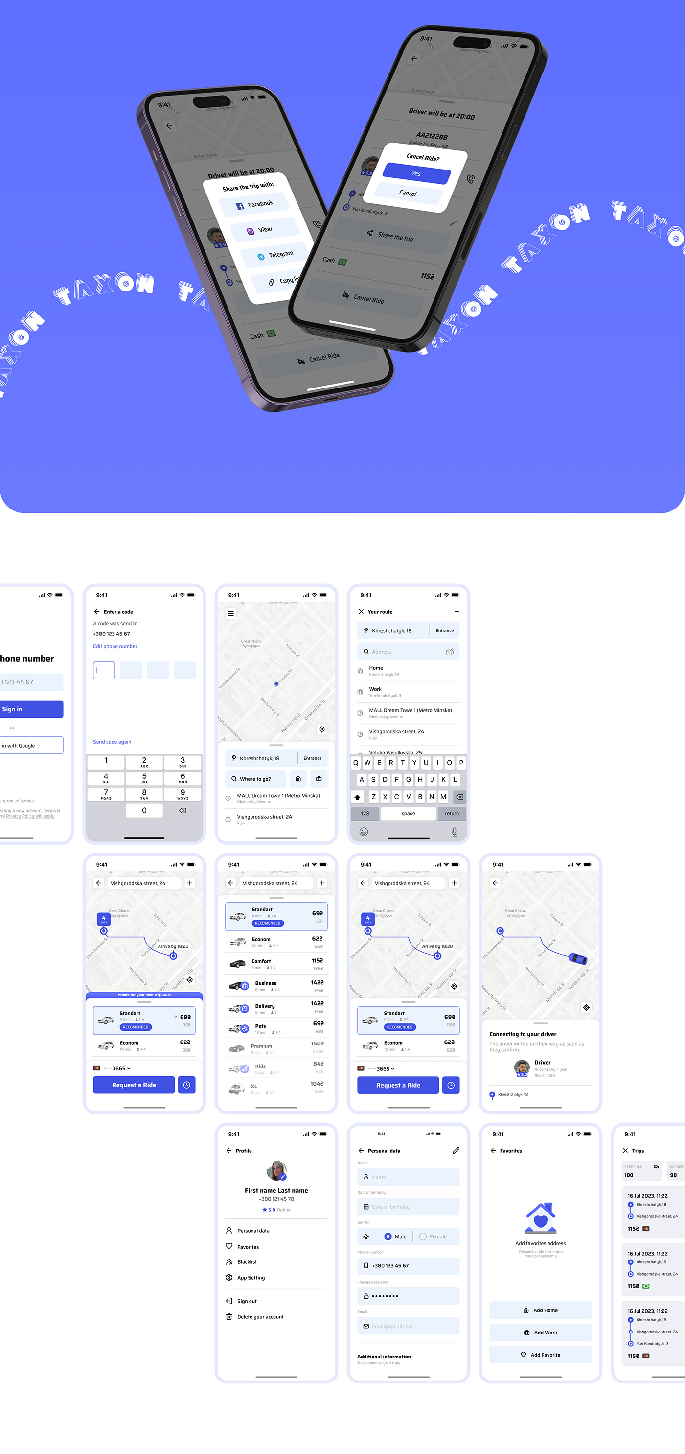 ux UI/UX Figma app design mobile taxi application app car UI