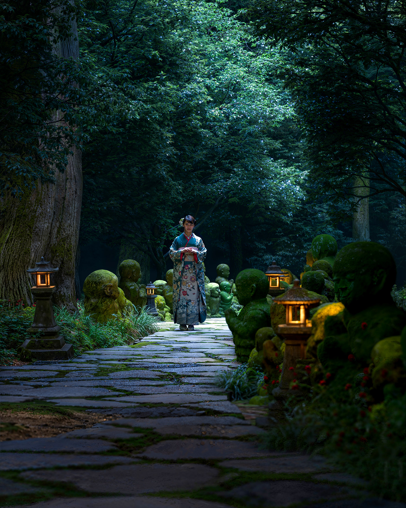 Nature 3dvisualization CoronaRender  forest japanese girl path temple asia old