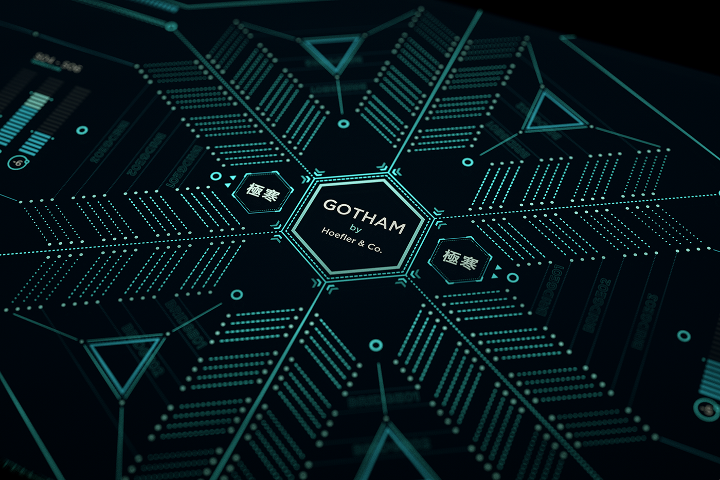 gotham futuristic UI graphic design  sci-fi Cyberpunk octane FUI