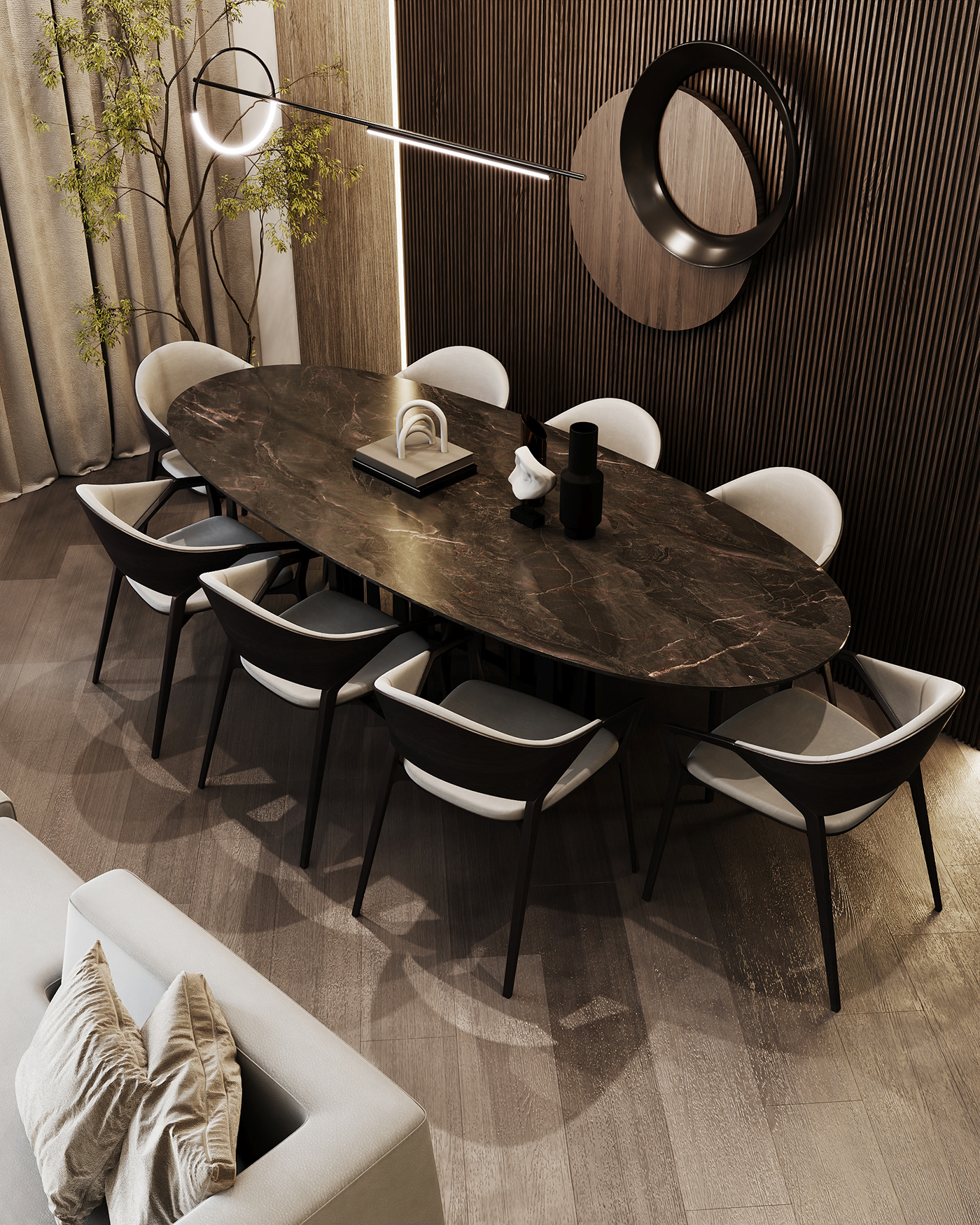 bedroom dining interior design  kitchen living room luxury minimal modern Render visualization