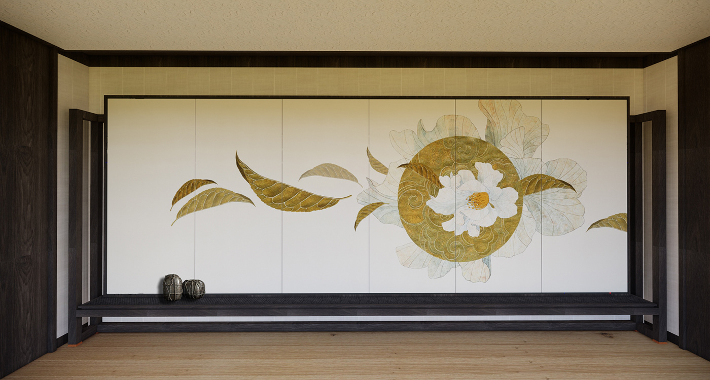 hotel design Mural botanical illustration hospitality design Interior plants Nature handmade