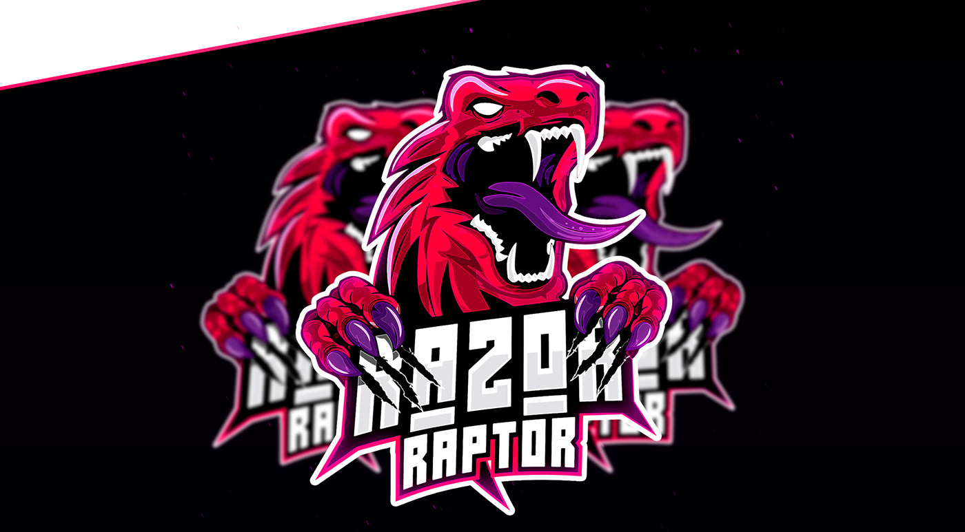 logo Mascot Gamer color 2D ilustrator raptor Render cool Master
