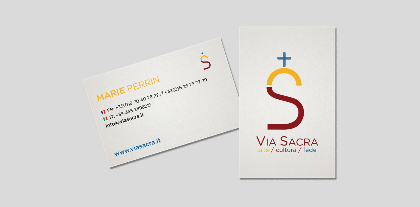 brand identity Business Cards religion Rome red yellow blue logo tour agency Corporate Identity simple minimal sans serif brand
