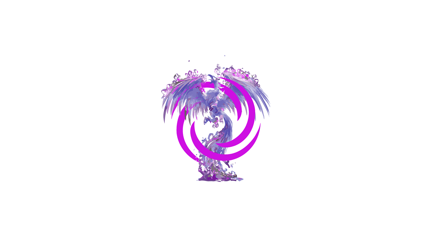 anime Gaming logo circle Phoenix violet elegant Unique The alchemist Abdullah El-Omiry