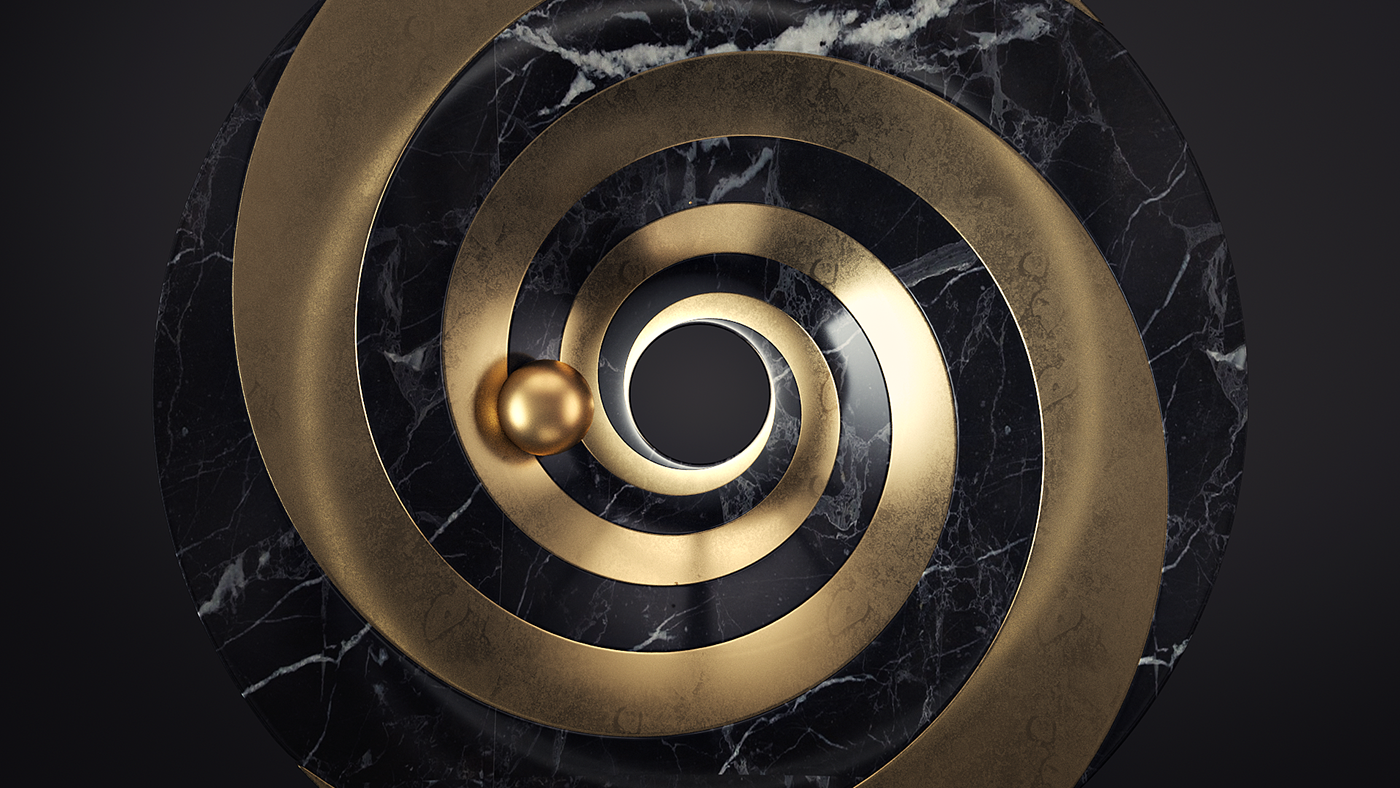 spheres gold 3D animation  Marble octane c4d