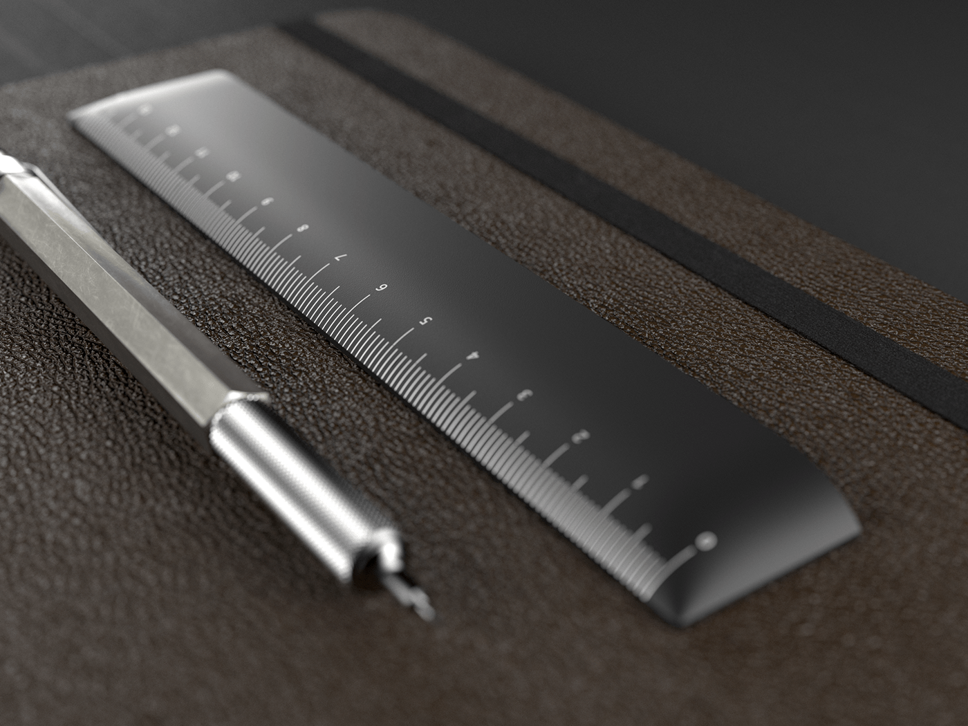 Anodized aluminum black industrial design Packaging packaging design product design ruler Stationery