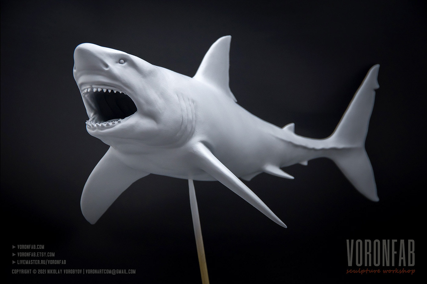Great White Shark sculpture 3d printable file. STL / OBJ 3d model