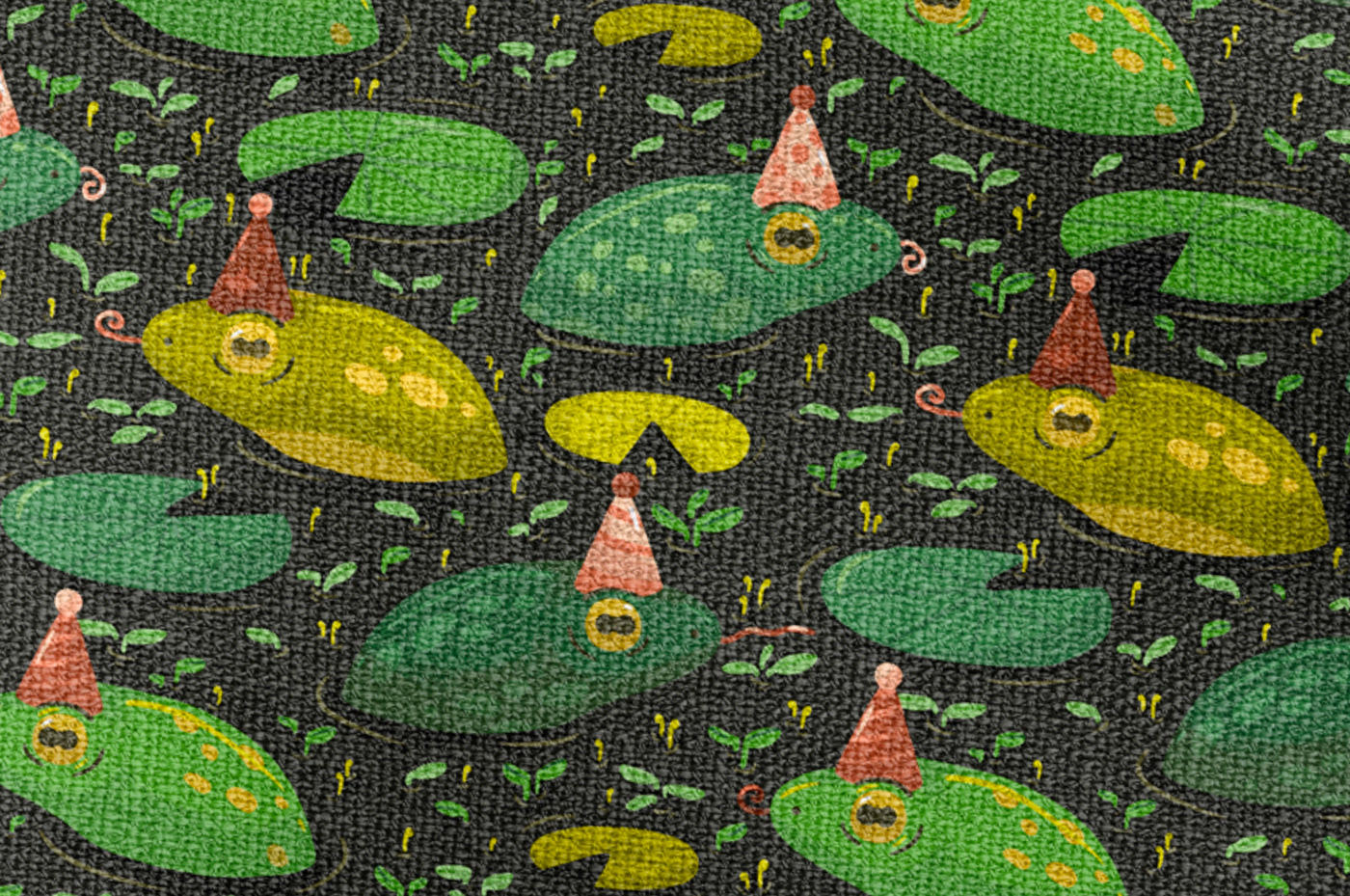 cute illustration Digital Art  frogs funny green ILLUSTRATION  Nature pattern quirky seamless pattern