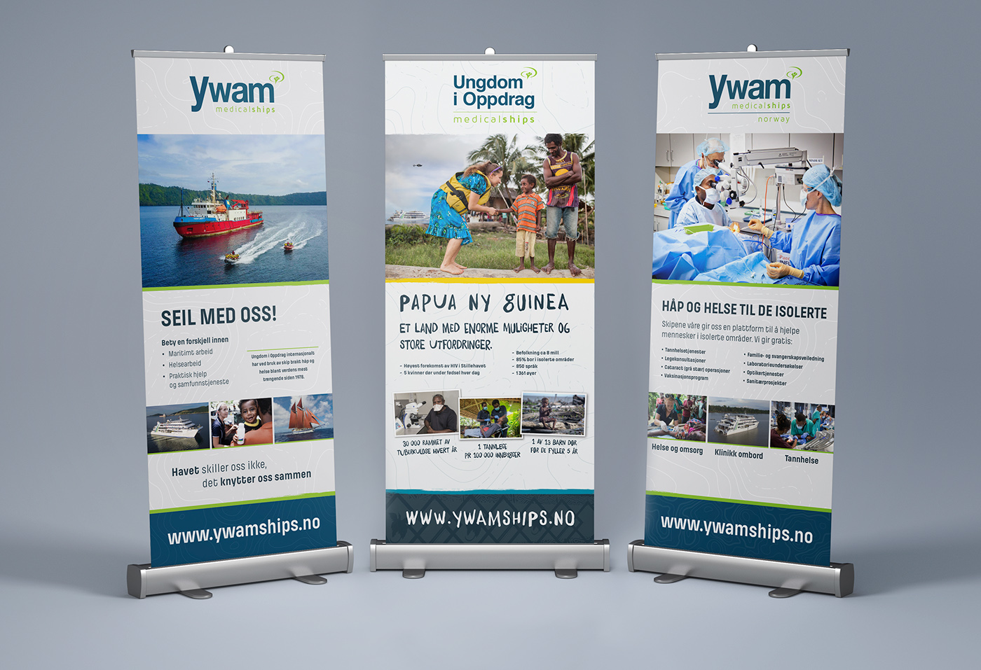 YWAM Medical Ships Ungdom i Oppdrag rollup banner YWAM medical ship Papua New Guinea
