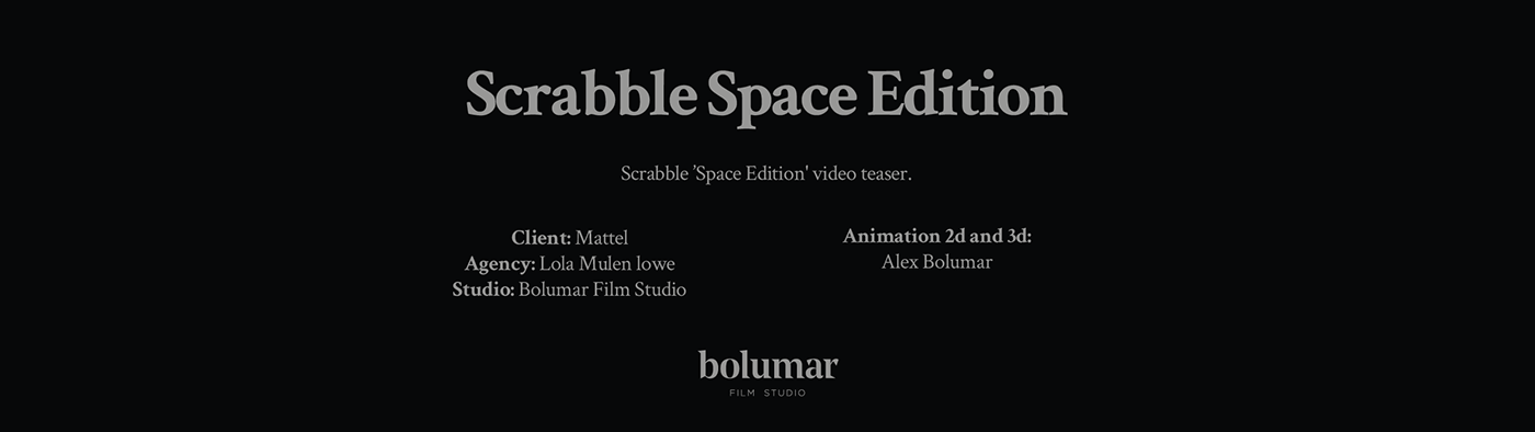 Scrabble board game Space  universe black 3D Render motion graphics  motion design