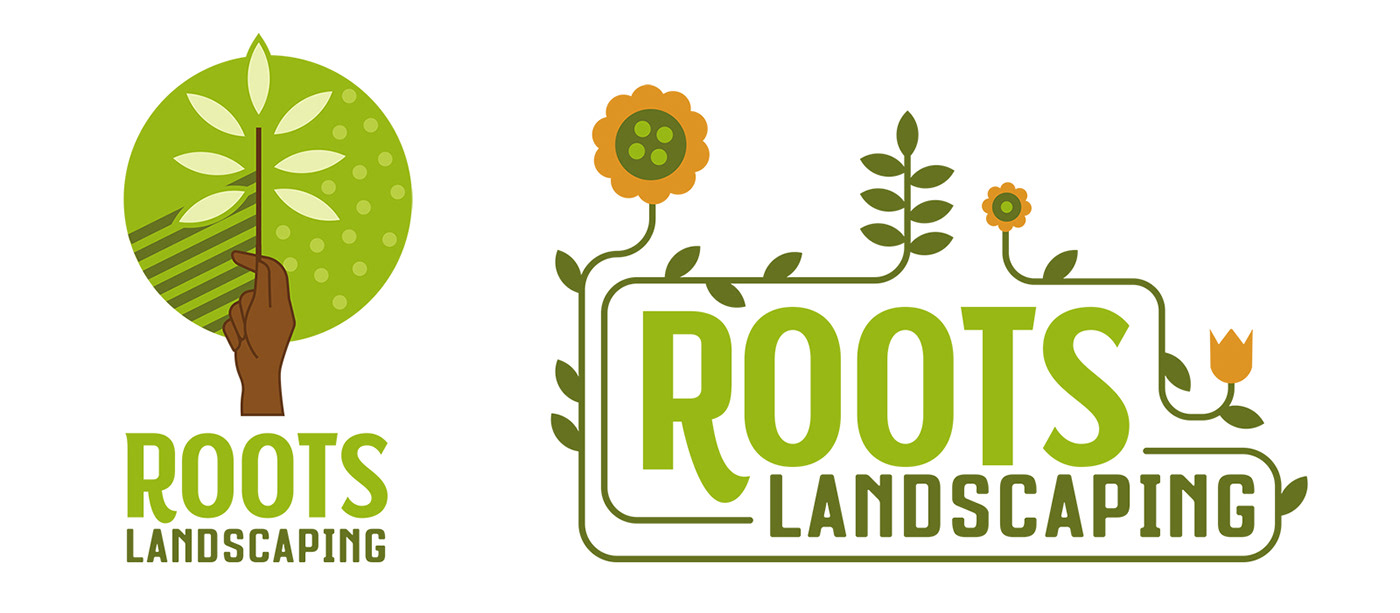 root  landscaping logo Plant leaf green brown graphic design  design