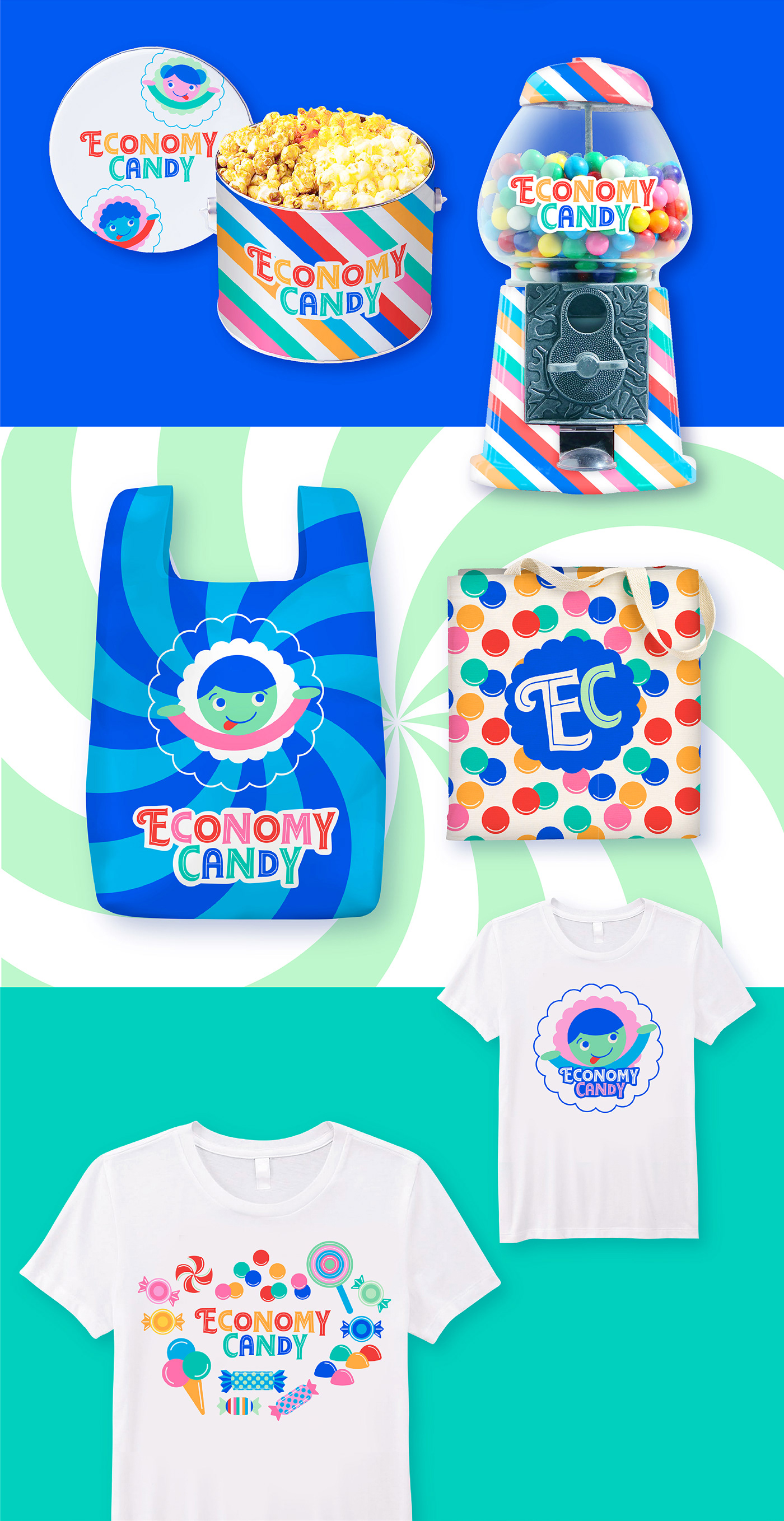 branding  brand identity Candy Packaging bright colorful Fun Business Cards Website