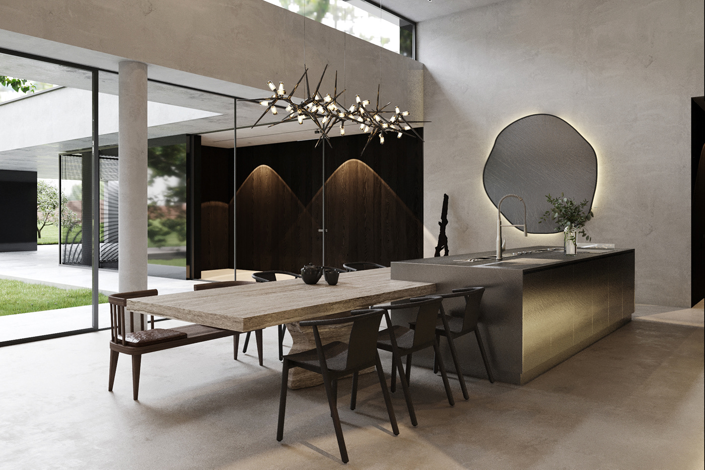 3dsmax archviz corona Interior kitchen living room visualization architecture home house