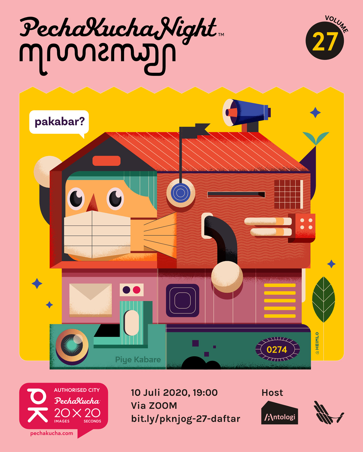 COVid house ILLUSTRATION  indonesia jogjakarta pechakucha pink poster stayhome webinar
