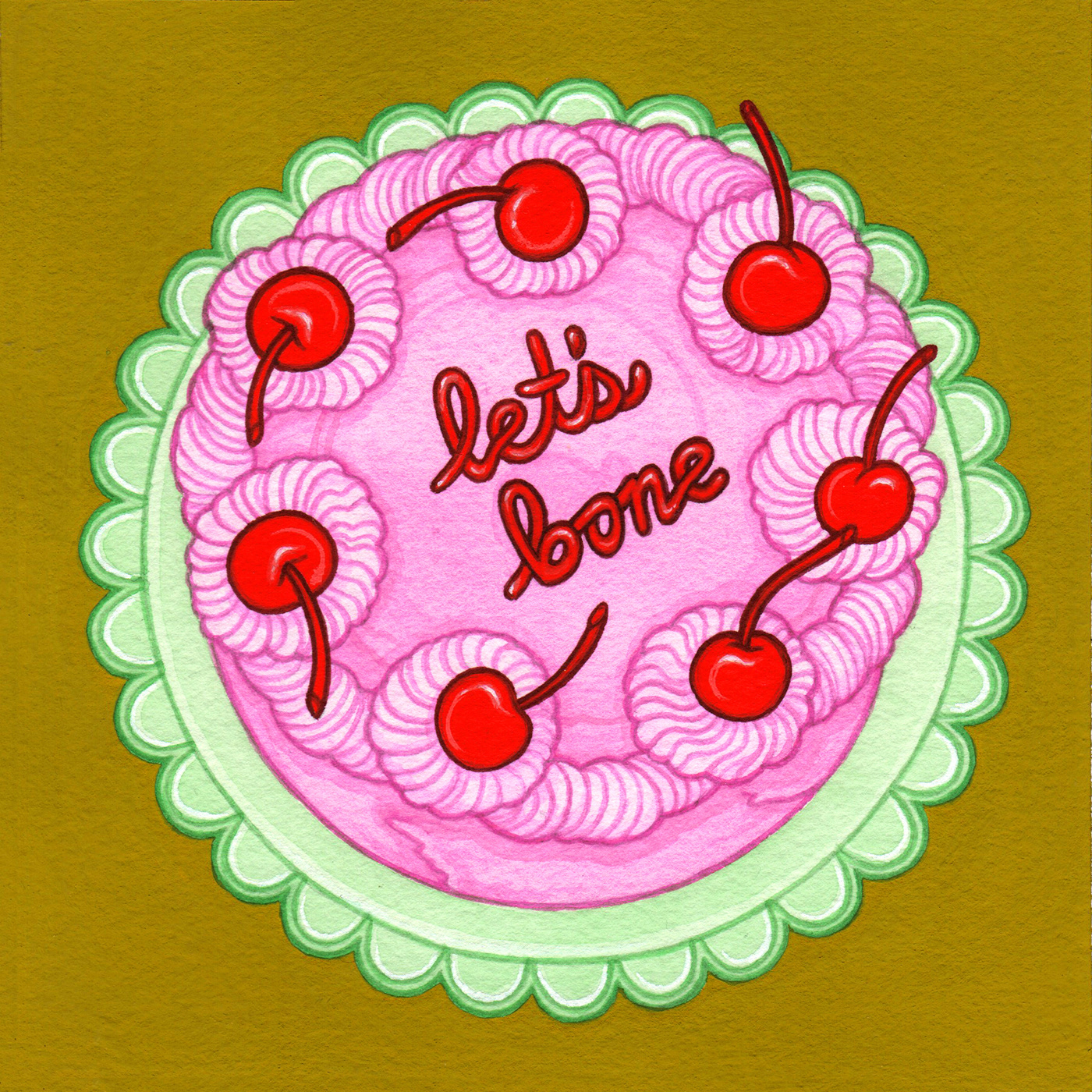 valentine Cherry Bomb lets bone vintage cake ILLUSTRATION  Illustrator sexy