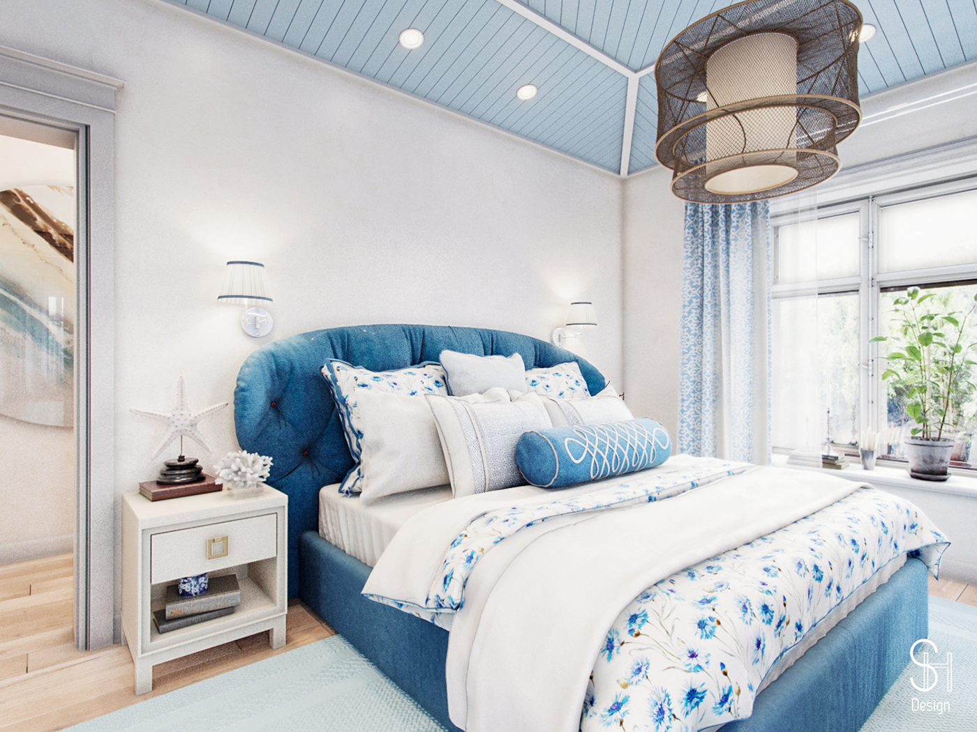 3dsmax corona render  Interior bedroom sea photoshop Render