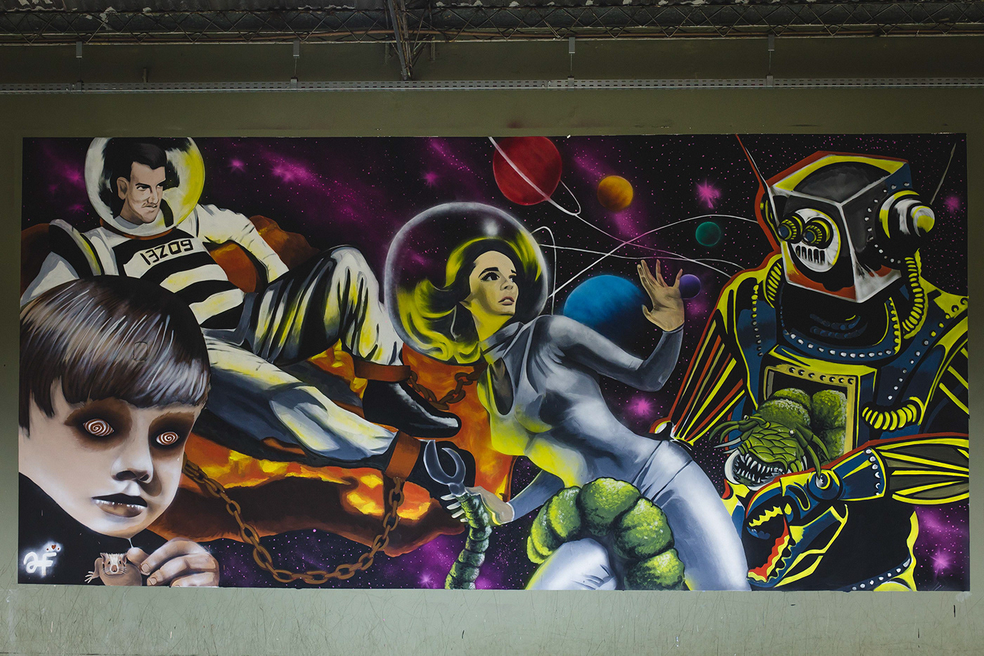 Art mural scifi urban graffiti paint streetart