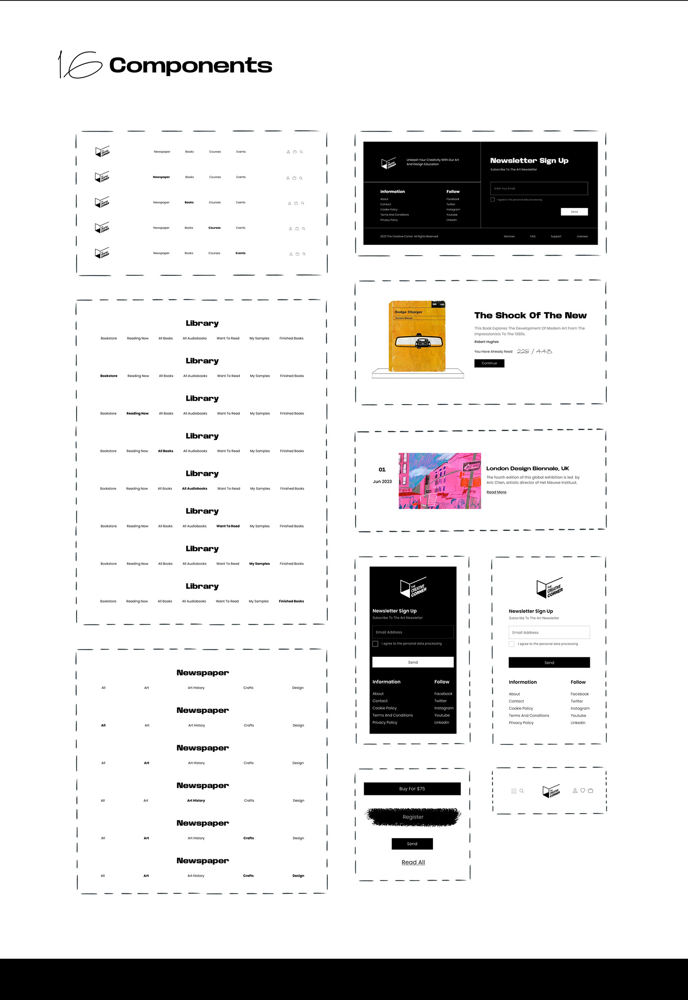art website Case Study Educational Platform event website News UI Design newspaper online library ui design UI/UX