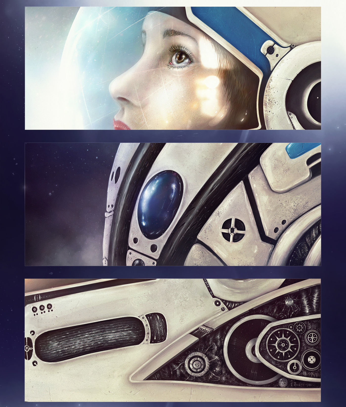 kosmos cosmo Space  Astro astronauta astronaut spaceman woman universe Sawicki Emes digital painting digitalpainting wacom Intuos