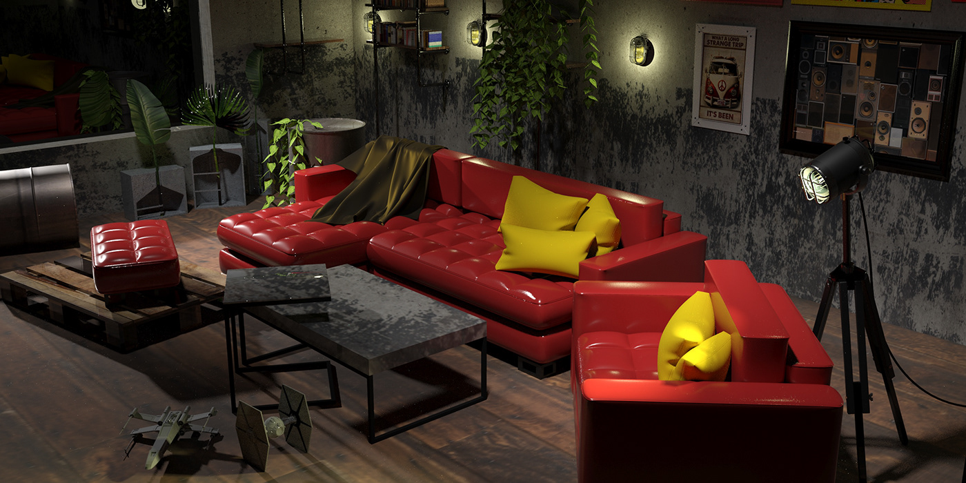 dominant interior design  lounge star wars sofa furniture product design  visualization 3ds max