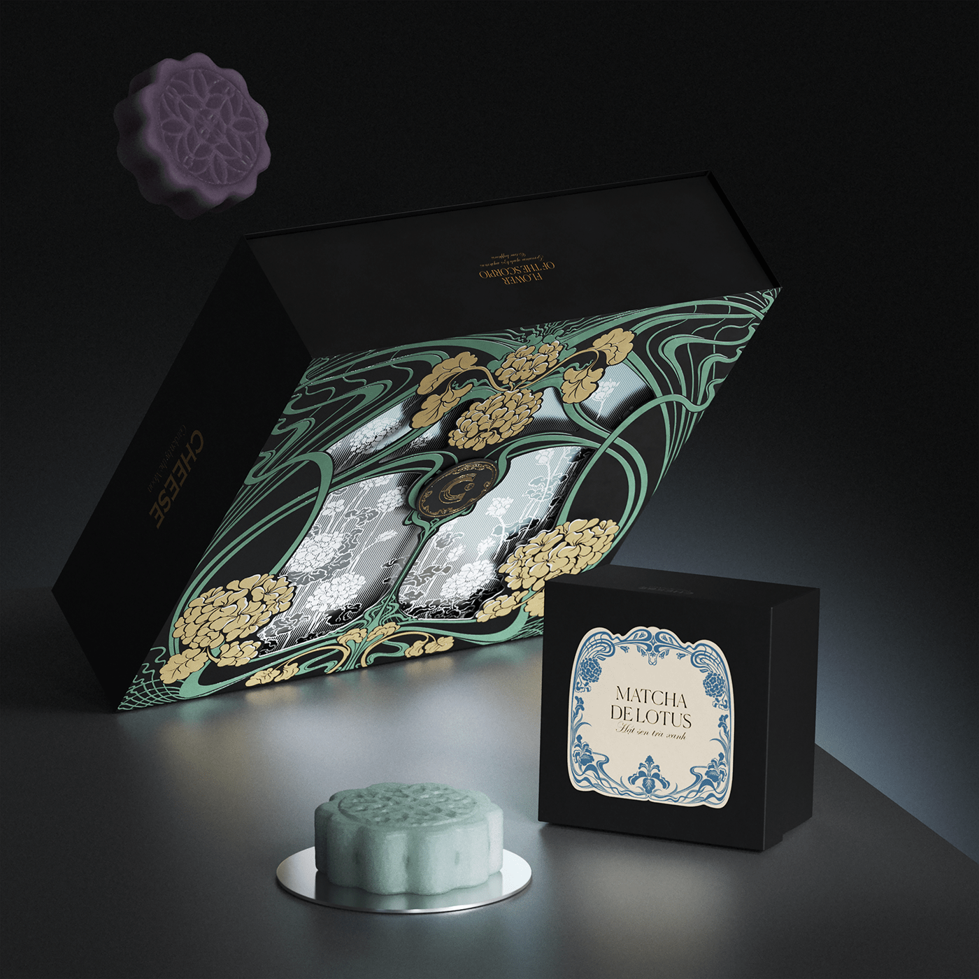 mooncake Packaging artnoveau moon garden Flowers Europe Coffee moonlight