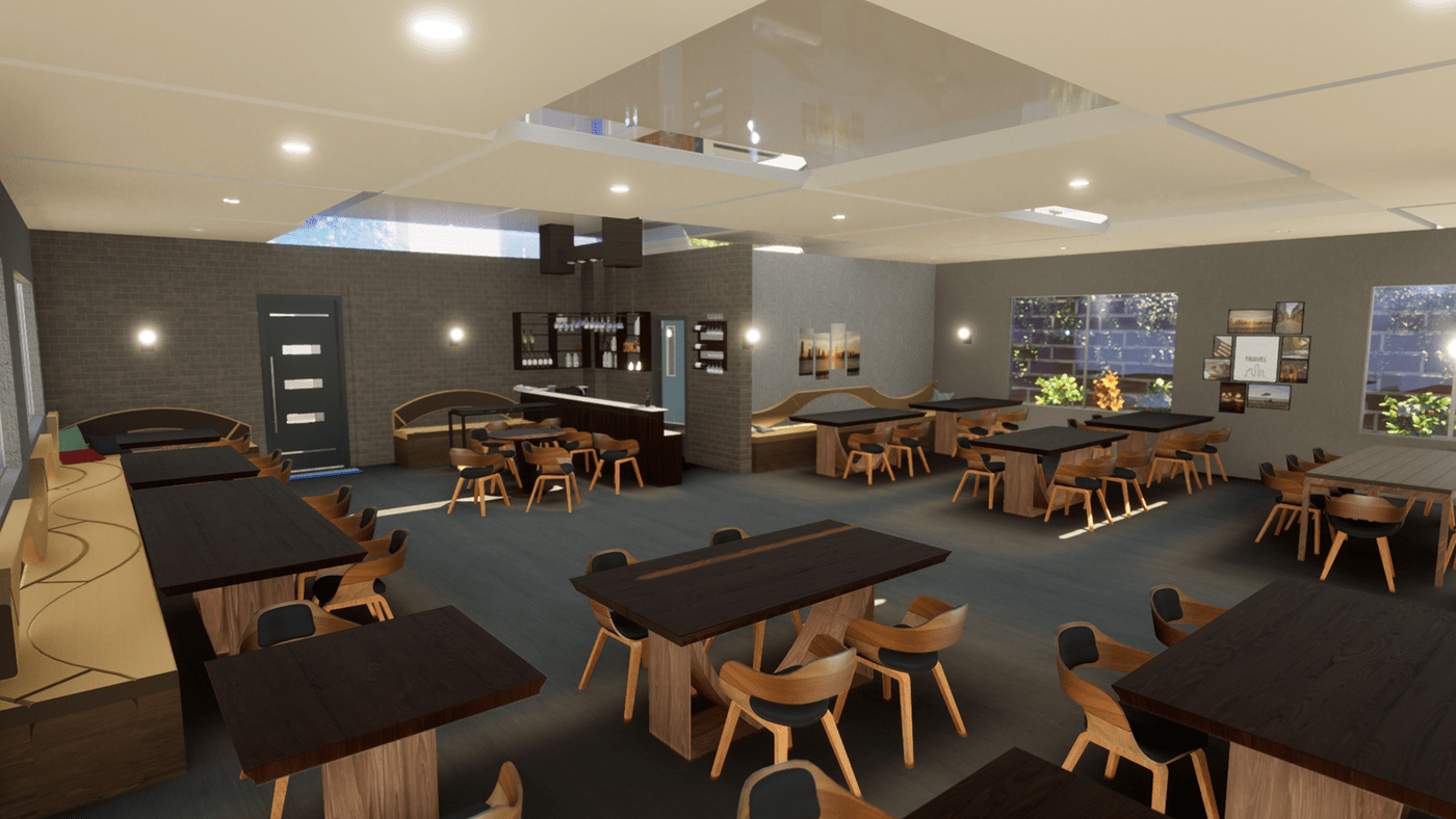3D 3dmodeling 3drender aesthetic architecture archviz comercial interior design  restaurant SketchUP