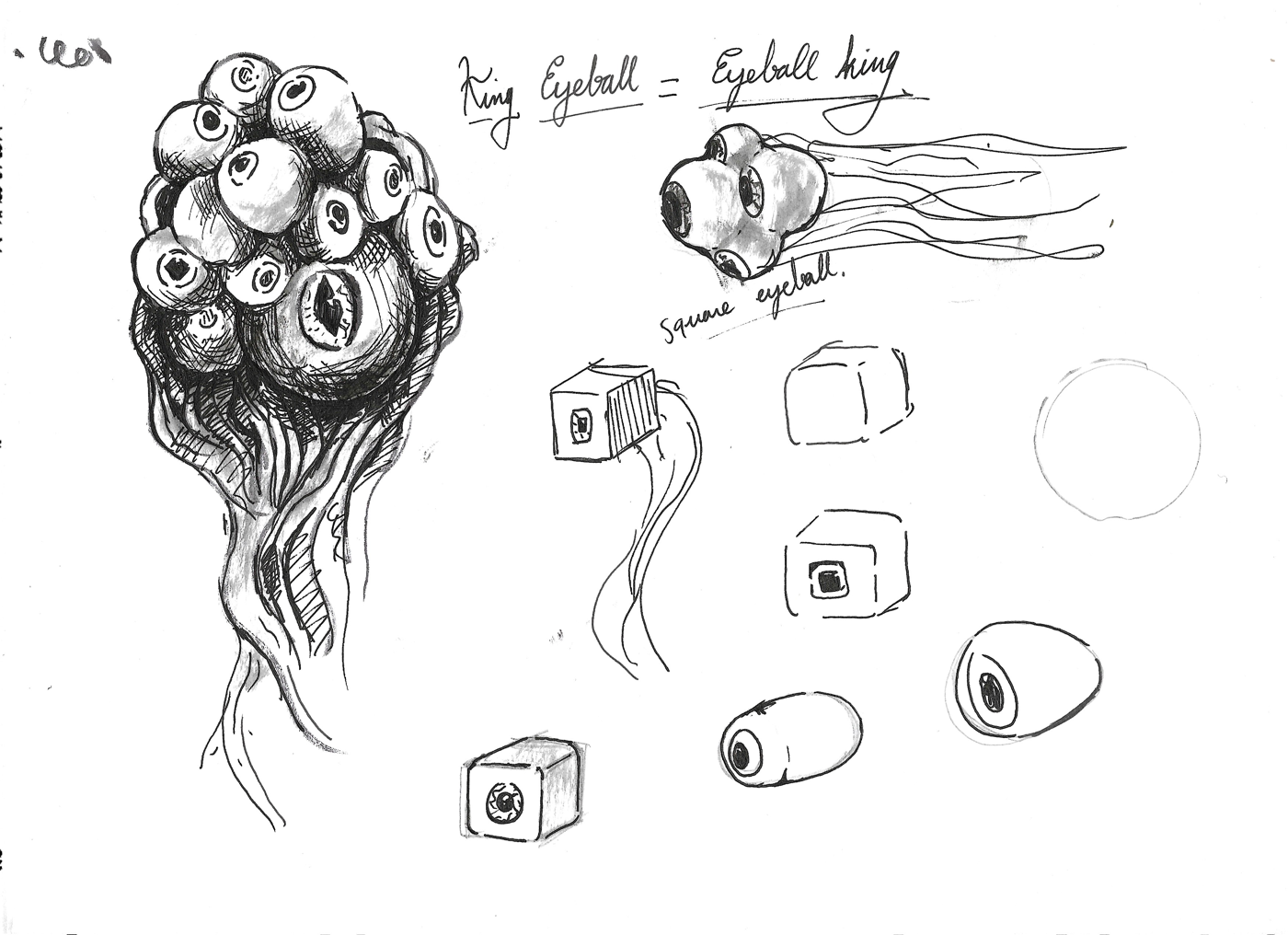 eyeballs eyeball concept art Scifi aquatic ILLUSTRATION  kuretake sketch ink Drawing 
