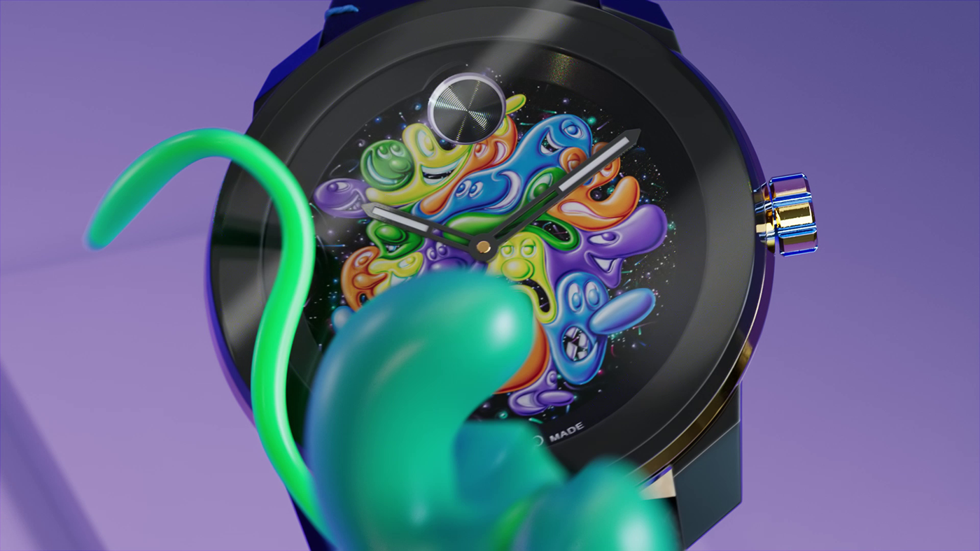 watch design motion graphics  cinema 4d 3D animation  houdini float colors