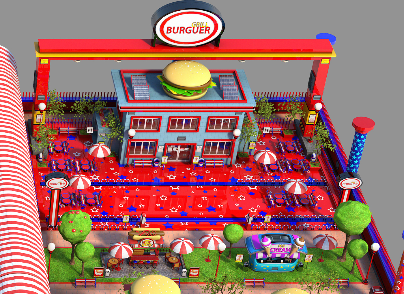 cartoon building restaurant Mons MARC MONS 3D game