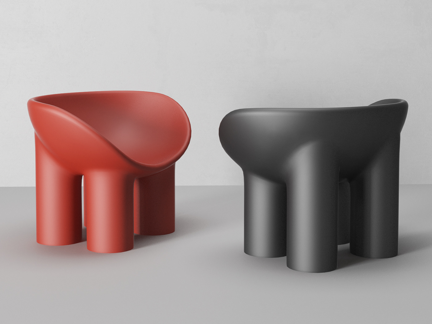 freebie driade design connected roly-poly plastic chair FREE 3d model CG Content faye toogood contemporary style
