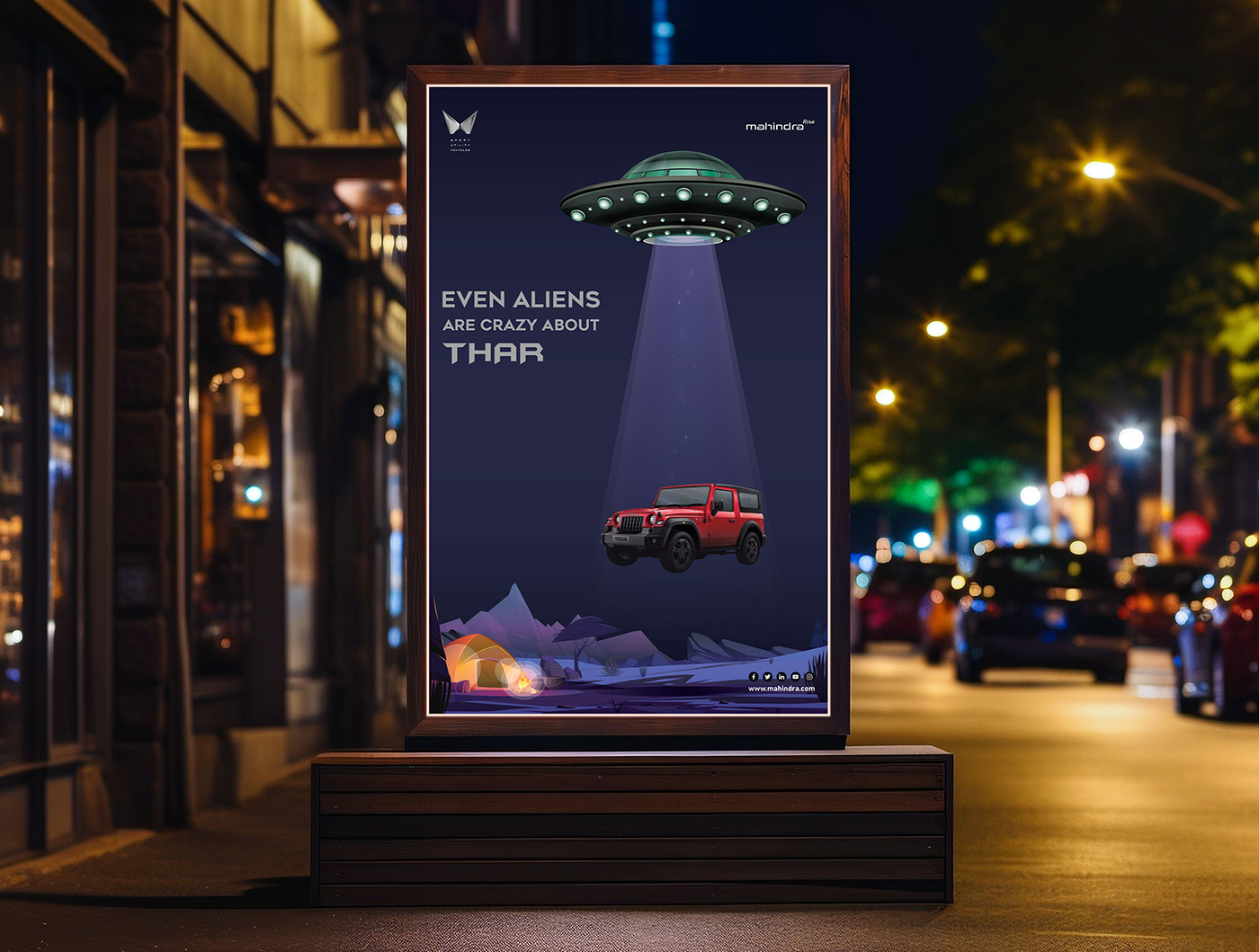Poster Design Advertising  poster graphic design  concept art Mahindra car futuristic Technology Thar