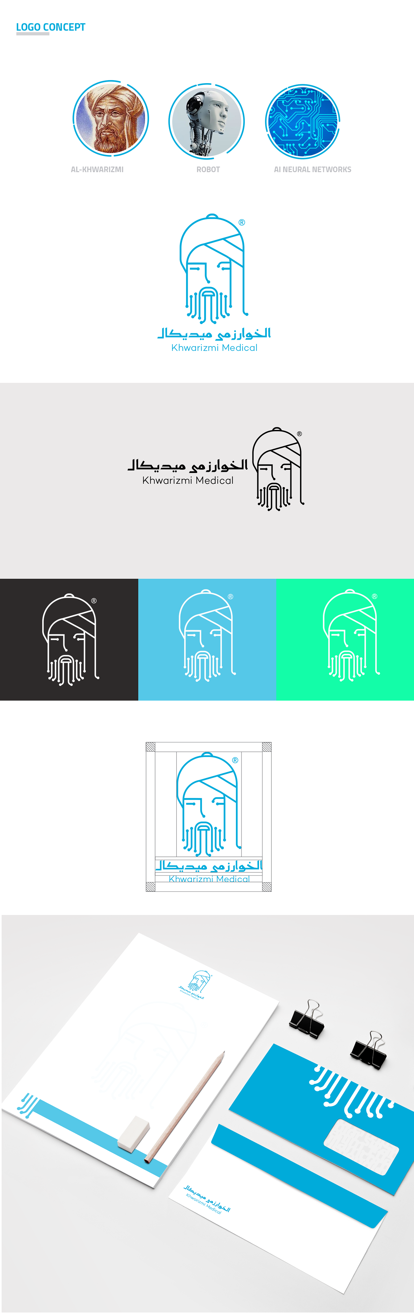 algorithm ai medical Health care logo branding  face Character arabic