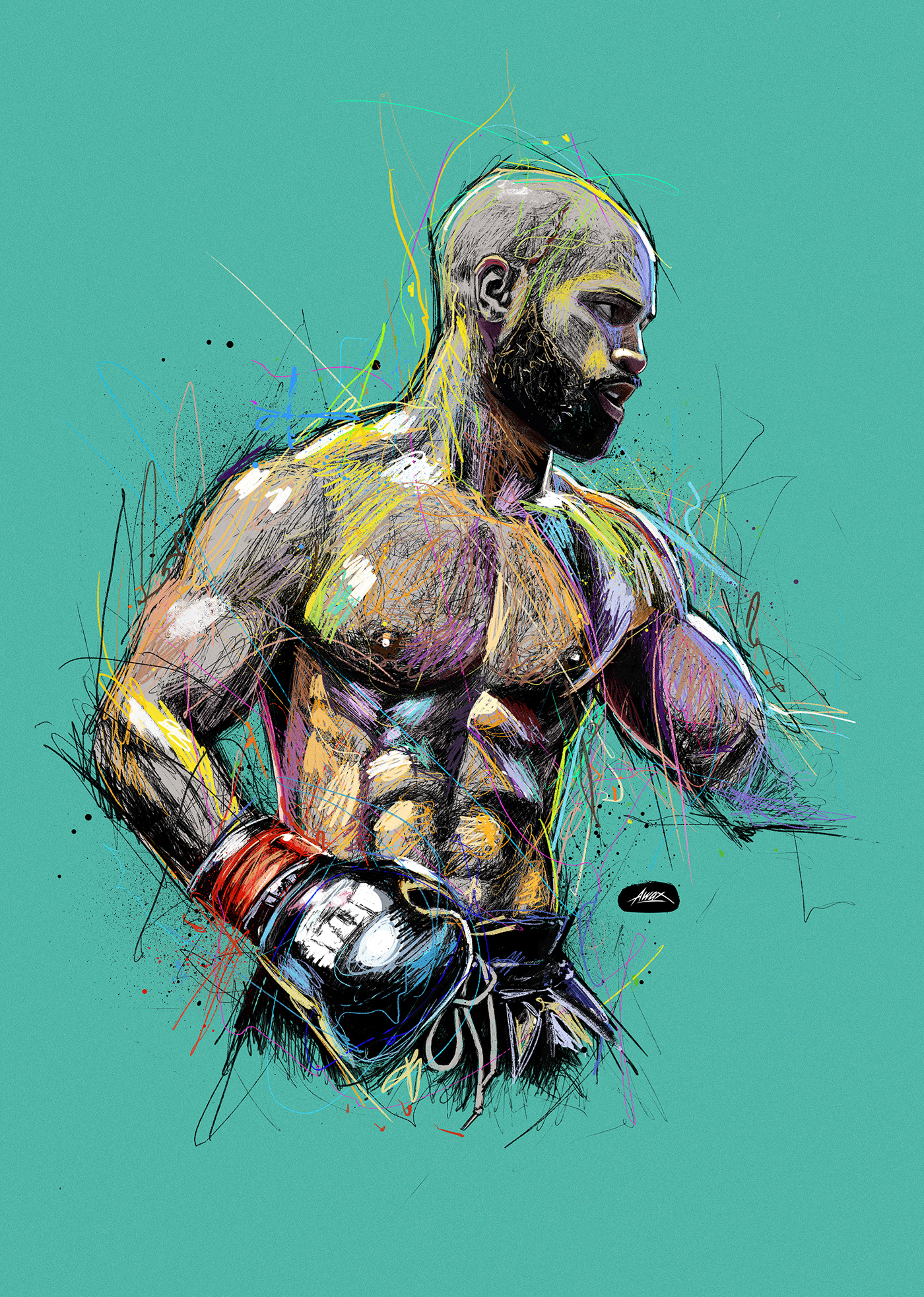 awax design Boxe colorful davy ahoua Drawing  glance gribouillage ipad pro look magnum