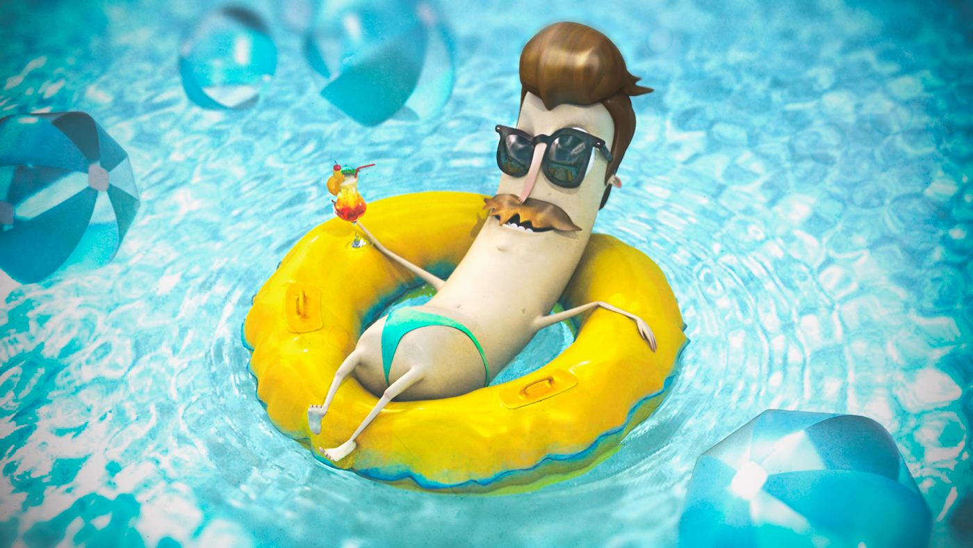 3D beach Frankfurter uruguay vacations cartoon modeling rendering lowpoly