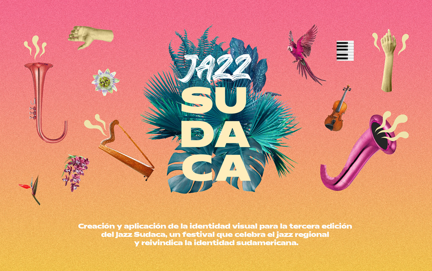 identidad visual diseño gráfico collage Tropical jazz asuncion festival musica concierto sudamerica