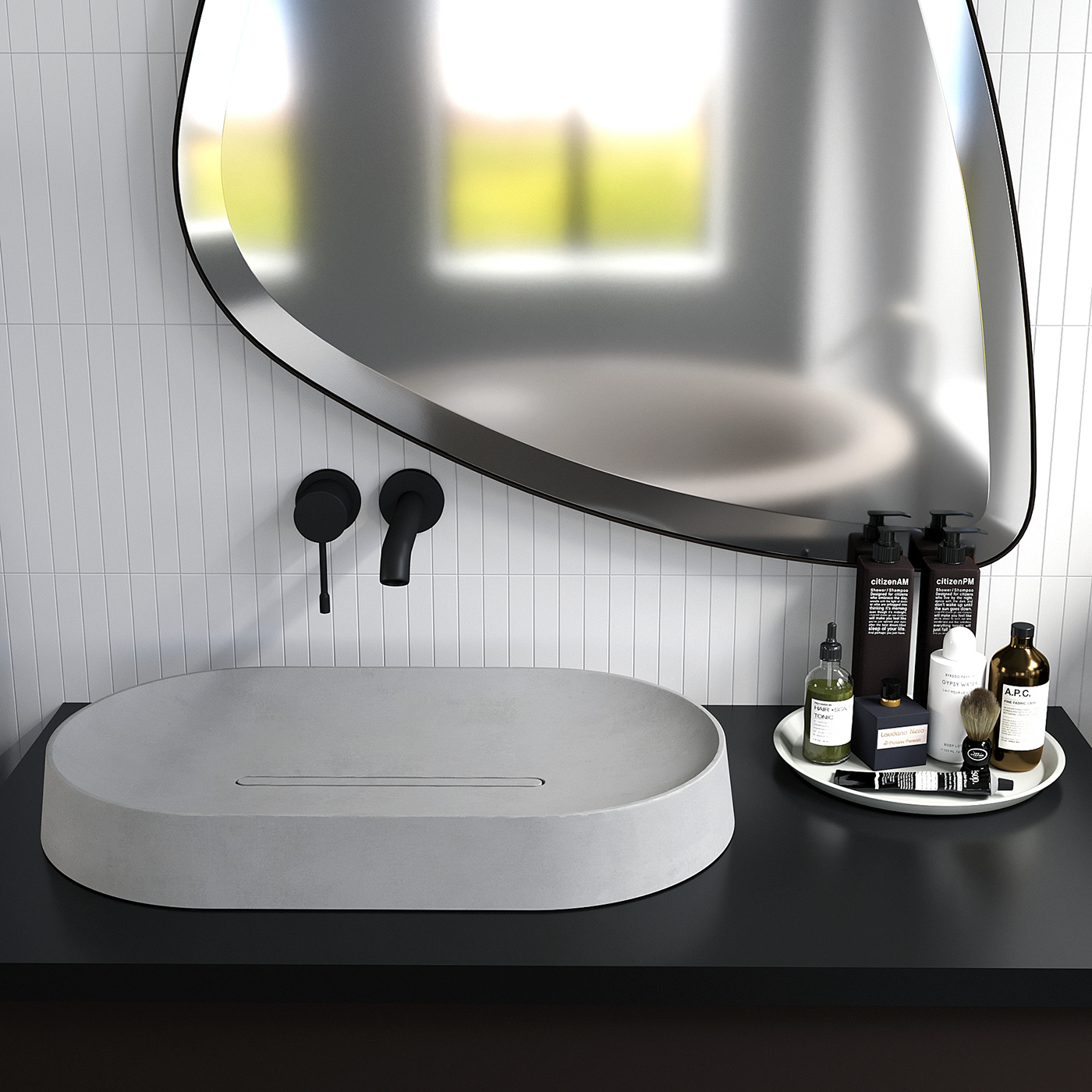 3D bathroom bathroom interior concrete design Interior Sink visualization washbasin washbasin design
