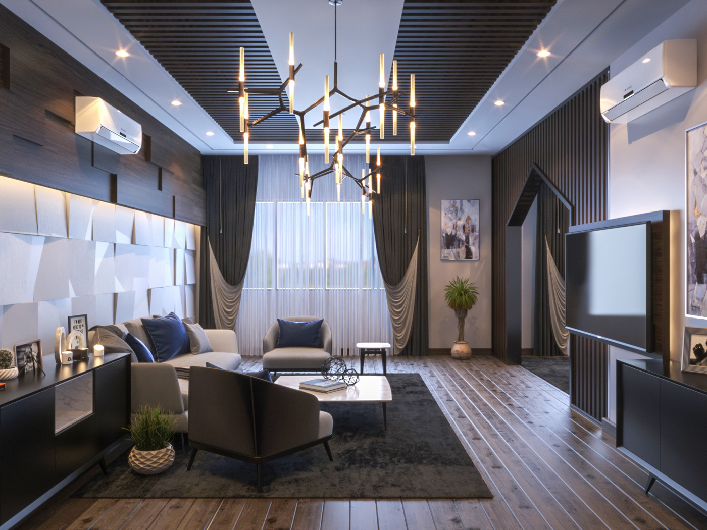 Interior design decor home Villa bedroom moder Render realistic free