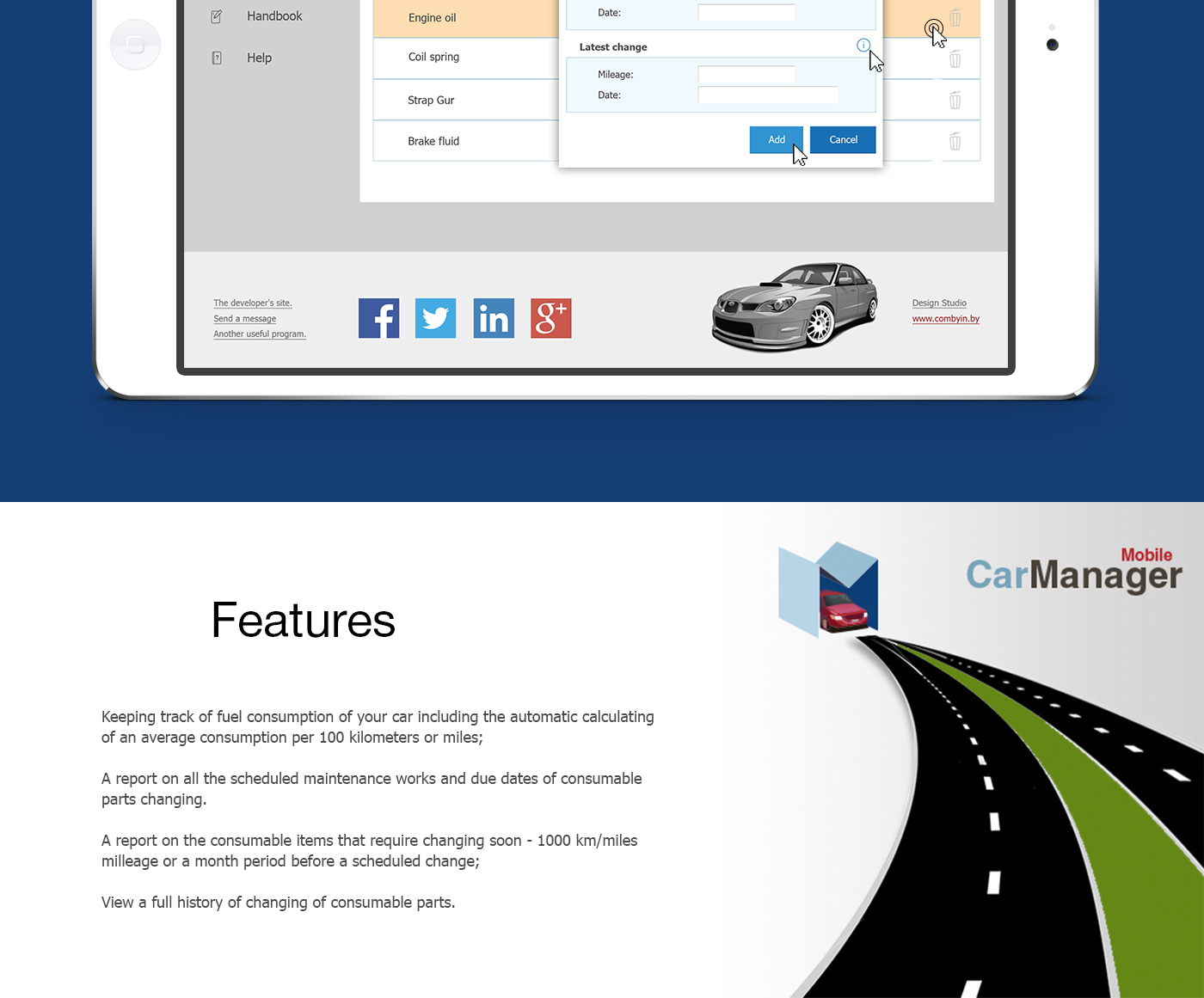 Web car manager design Website app logo icons Style Usability Interface