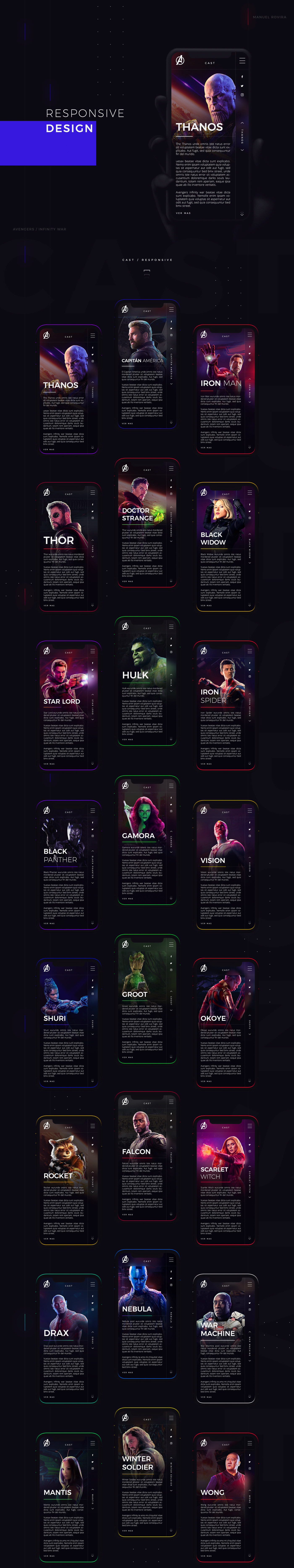 Infinity war marvel Thanos UI ux movie interaction Web Design  Avengers endgame