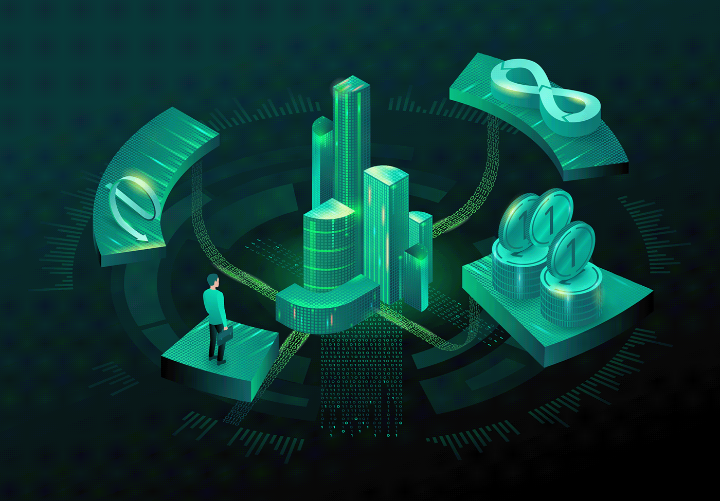 Adobe After Effects animation 2d Digital Art  futuristic ILLUSTRATION  Illustrator Isometric smart city Technology vector