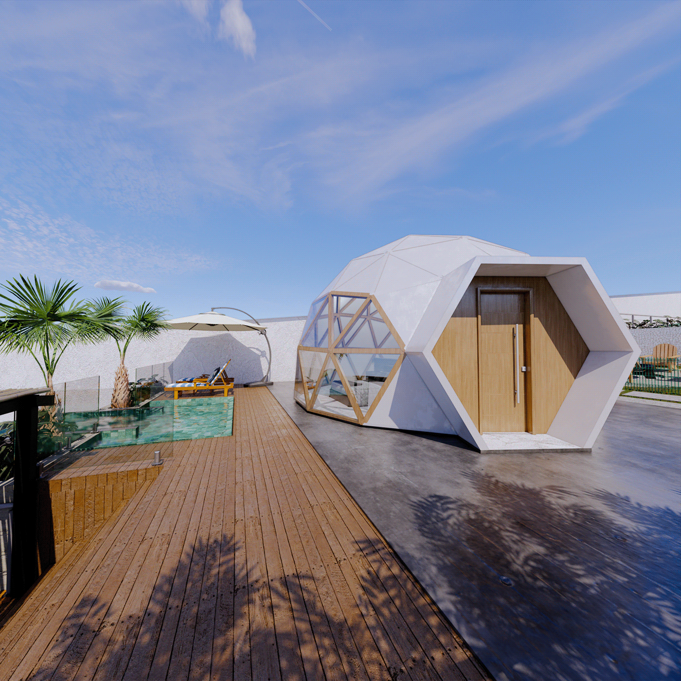 dome structure architecture Render visualization exterior archviz 3D domo Geodesic